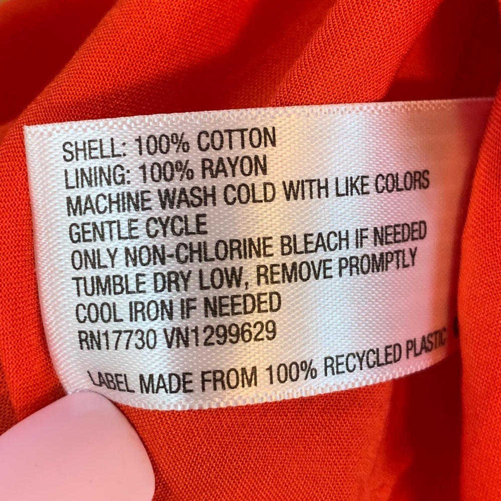 (K228) NWOT Knox Rose 3/4 Sleeve Red-Orange Sz XS Eyelet Dress Scalloped Hemline - Picture 11 of 12